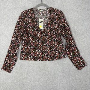 Boden V-Neck Floral Print Blouse Womens Size 6 Viscose Garden Party Cottagecore